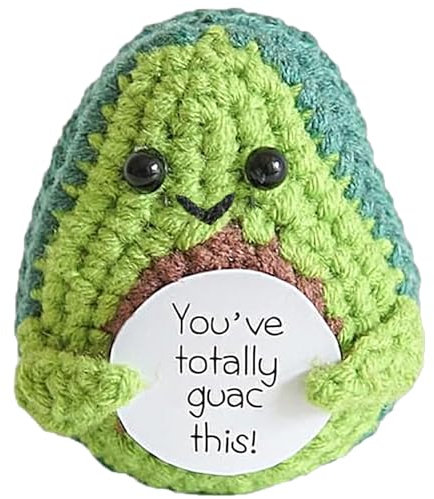 XBOCMY Pocket Hug Positive Avocado, Kreative Strickwolle Avocado Puppe, Mutmacher Geschenk, Gute Besserung Geschenk, Glücksbringer Prüfung Geschenk