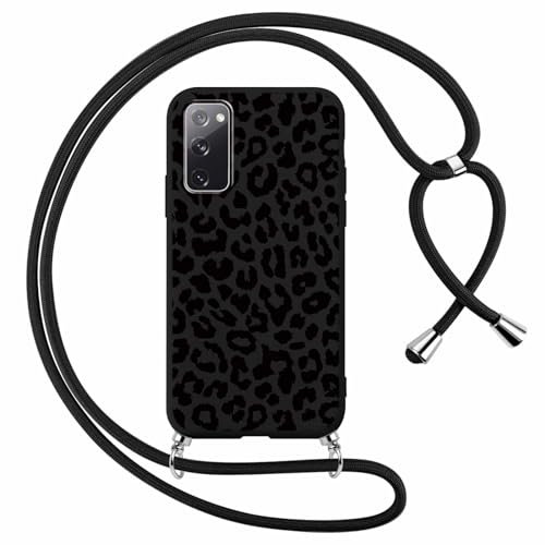 Foonary Handykette Hülle mit Kette für Samsung Galaxy S20 FE 5G 6,5 Handyhülle, Leopard Band Necklace Case mit Kordel zum Umhängen Silikon TPU Kratzfest Schutzhülle Cover Schnur für Samsung S20 FE 5G