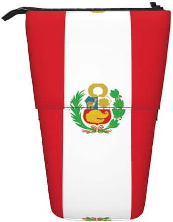 WURTON Federmäppchen, Motiv: Flagge von Peru, Teleskop-Schreibwaren, Aufbewahrungstasche für Zubehör, Büro, Make-up
