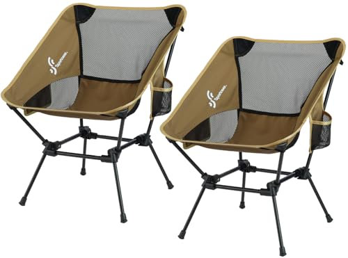Sportneer Campingstuhl Faltbar Camping Stuhl Tragbarer Campingstühle 150Kg Faltstuhl Ultraleichter Packmaß Kleiner Klappstuhl mit Tragetasche für Picknick Outdoor, Wandern, Khaki, Zweierpack