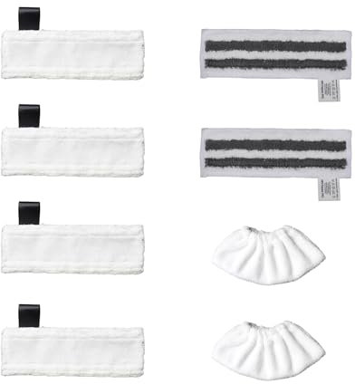 NIYATA 8 Stück Mikrofaser-Tuchset für Kärcher Dampfreiniger Zubehör,Ersatztücher Zubehör für Kärcher SC1 SC2 SC3 SC4 SC5,4 Mikrofaser Bodentücher,2 Schleiflappen,2 Rundbürsten Ersatzteile