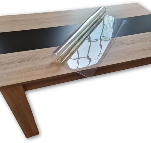 Tischdecke transparente Tischauflage aus PVC durchsichtige Tischfolie 2 mm stark 27,89€/m² PVC Schutzauflage auf Maß Maßzuschnitte (100 x 60 cm)