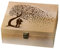 Arricraft Wooden Memory Keepsake Box, Love Theme Couple Tree Box with Lid Lock Storage for Photo Letter Wedding Valentine, 7.6x9.6x4inch(19.5x24.5x10.3cm)