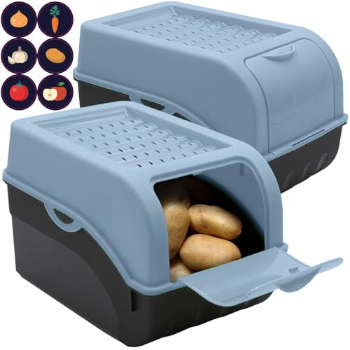 ARTECSIS Lot de 2 Boîtes de Conservation Alimentaire 5L Bleu pastel + 6 Stickers/Fruit, Légume