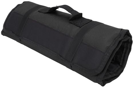 Msiud Borsa per Coltelli Da Chef Con 20 Slot, Borsa Di Utensili Arrotolabile In Tela Cerata per Scomparti Custodia Per Escursioni E Campeggio Regalo Esterni Porta Viaggio (Nero)