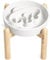 LE TAUCI Ceramic Slow Feeder Dog Bowls Elevated, 1.5 Cups Raised Dog Bowl with Wooden Stand for Small Medium Breed to Slow Down Eating, Puzzle Food Bowl, Angel White