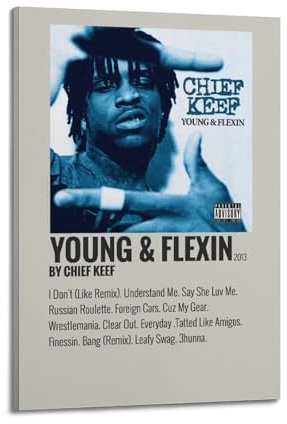 ydhgebn Chief Keef Poster Wandkunst Cover Zimmer Vintage Poster Deko Bild für Schlafzimmer Wohnzimmer ästhetisch elegant Poster 20x30cm Stil Rahmen