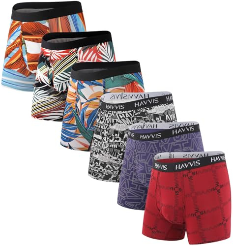 HAVVIS Herren Boxershorts Langes Bein Unterhosen Superweicher Bambus Männer Unterwäsche mit Eingriff