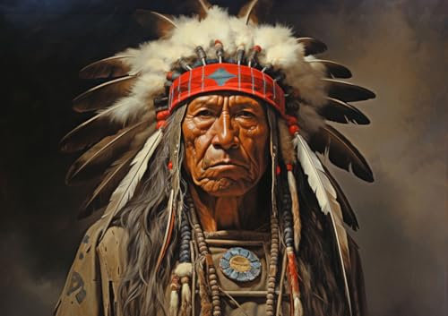 CALVENDO Poster 59,4 x 42,0 cm Querformat Häuptling - Indianer| Bilder, Kunstdruck, Wandbild, Wanddeko, Prints ohne Rahmen