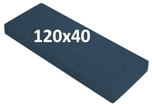 OutStep Bankkissen aus Leinen, verstärkte, atmungsaktive Sitzkissen für den Innenbereich, hochdichte Bankauflage mit Rutschfester Unterseite (dunkel blau, 120x40x5 cm)