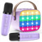 LED Karaoke Maschine mit 2 Mikrofonen, Mini Karaoke Anlage mit 7 Stimmeffekten, tragbare Bluetooth Karaoke Lautsprecher für Kinder & Erwachsene, Perfekt für Partys und Familientreffen
