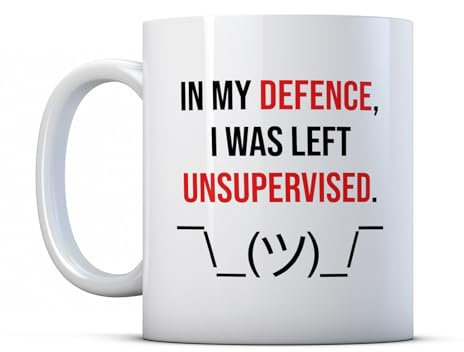 BWW Print - in My Defence I was Left Unsupervised - Funny Colleague Gift Mug, Ceramic, 11fl.oz.