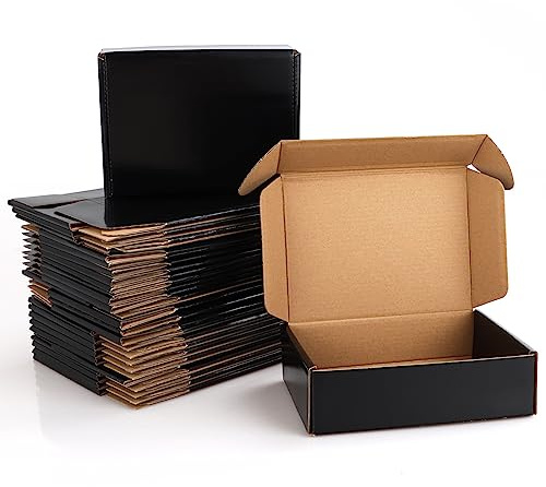 MUXHEL 30 Stück versandkarton klein aus Wellpappe, 17.7 x 12.7 x 5cm Kleine Geschenkboxen zum Selbstmontieren, Schwarze Box für kleine Unternehmen, für Versand, Verpackung, Handwerk, Geschenke
