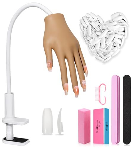 Adonafy Practice Hand for Acrylic Nails - Silicone Nail Practice Hand - Flexible Nail Hand Practice Model for Professional Beginners - Bendable Fake Hand for Salons Home DIY Nail Art