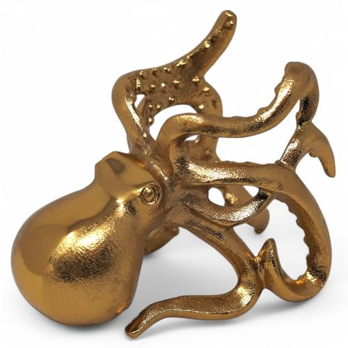SiL Interiors Gold Octopus Metal Wine Bottle Holder - Nautical Bar Decor