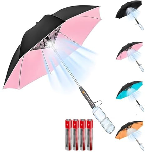 Yuhaidzsw Parapluie brumisateur avec ventilateur et bouteille d'eau, portable 3 en 1 rechargeable par USB, parasol avec brume pour extérieur, plage, barbecue et festivals, blocage des UV