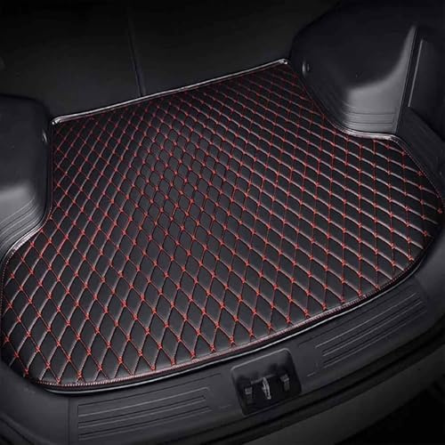 YYATT Auto Leder Kofferraummatte für Hyundai i30 Kombi (2024 2025), Allwetter Kofferraumwanne Schutzmatte wasserdichte Cargo Teppich Kratzfest Zubehör,D Black Red