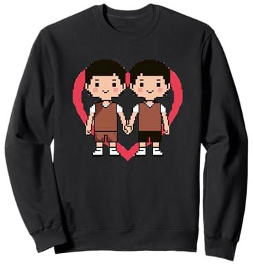 8Bit Pixel Motiv – Boy and Boy - Love is Love Sweatshirt