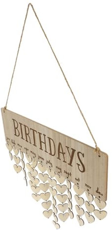 WEKADRIN Holz Geburtstagskalender Wiederverwendbarer Hängekalender zur Erinnerung an Familiengeburtstage Kreative Dekoration für Zuhause und Partys Robustes Design für Stilvolle