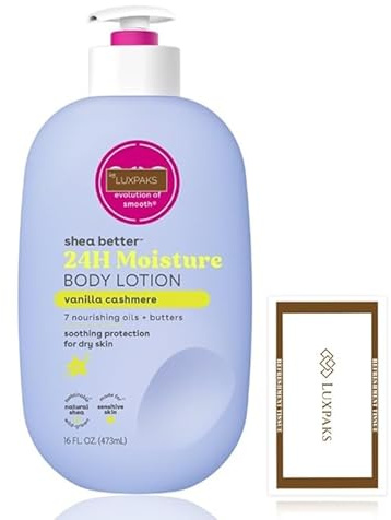 Body Care Set: E.O.S. Vanilla Cashmere Lotion + LUXPAKS Wipe | E.O.S. Lotion, Vanilla Cashmere, Shea Butter, Vegan, 24-Hour Moisture, Dry Skin
