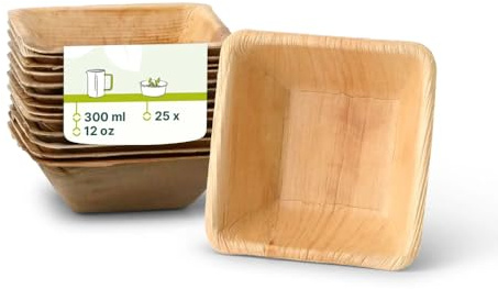 GREENBOX - Palmblatt Schalen Palmware® 300 ml, quadratisch, 25 St.