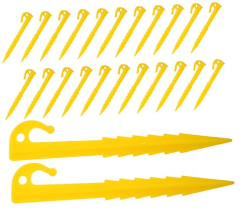 LIGHTAOTAO 50 Stück Kunststoff Zeltnägel mit Gezackten Kanten 146cm Gelb Robuste Bodennägel für Camping Garten Pavillons und Outdoor Einsatz