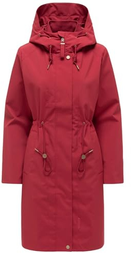 MARIKOO Damen Parka (S-3XL) mit Kapuze, verstellbarem Taillenzug und Eingrifftaschen mit Blende - N136