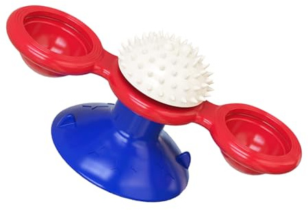 Yctze Jouets Interactifs pour Chats d'intérieur, Moulin à Vent, Jouet Rotatif Interactif Multifonctionnel pour Chaton, Peigne pour Porte Murale, Jouets Interactifs avec Herbe à Chat (Blue)