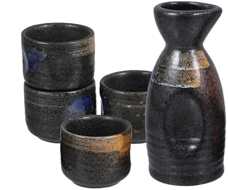 Uonlytech Juego de Sake de Cerámica 1 Set Botella de Sake Decorativa | Tazas de Sake, Sake Japonés, Enfriador de Vasos, Tazas de Colores, Conjunto de Sake
