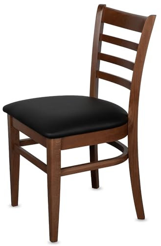 KEHO Esszimmerstühle 2er Set (CH61) - bis 150kg - Aus massivem Buchenholz - Stühle Esszimmer - Fertig montiert (Nussbaum - Schwarz)