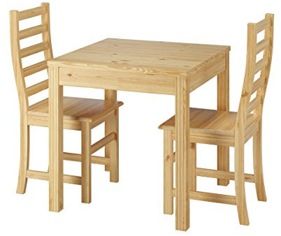 Erst-Holz Schöne Essgruppe mit Tisch und 2 Stühle Kiefer Natur Massivholz 90.70-50 C -Set 21