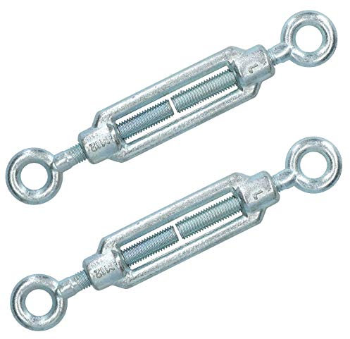 AB Tools 2 PACK Straining Screw/Turnbuckle Eye to Eye Galvanised Rigging M12
