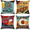 Gspirit 4 Stück Kissenbezug Retro Bier Muster Dekorative Kissenhülle Baumwolle Leinen Werfen Sie Kissenbezüge 45x45 cm