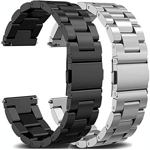 OTOPO Metallarmband Kompatibel Galaxy Watch 3 45mm/Galaxy Watch 46mm 2018/Gear S3 Frauen Männer,22mm Edelstahl Uhrenarmband für Amazfit GTR 47mm/Huawei GT2e/GT2 Pro/Huawei Watch 3/3 Pro/4/4 Pro -2Pack