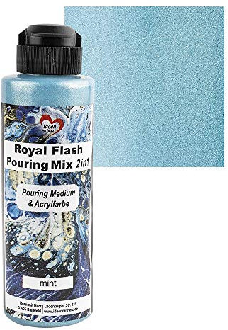 Ideen mit Herz Royal Flash Pouring Mix 2in1 | Pouring Medium & Metallic-Acrylfarbe mit Glitzer-Effekt | 180 ml | kein weiteres Mischen mit Fluid, Medium oder Silikonöl erforderlich (mint)