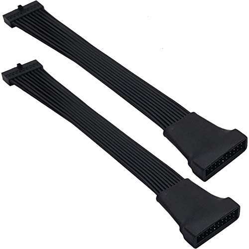 TeamProfitcom Small Mini USB 3.0 19/20 Pin Internal Extension Header Adapter Cable for Motherboard 6 inches (2 Pack)