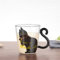 Brief gedruckt transparent transparentes Glas Kaffee Tee Getränke Dessert Frühstück Milch Tasse Glasbecher Griff Trinkgeschirr, Löffel