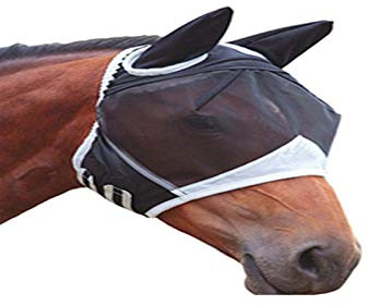 tooloflife Mascarillas de caballo transpirable antimosquitos para caballo máscara de caballo máscara translúcida con flecos de orejas para caballo