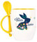 Herz & Heim® Ostergeschenk Löffel-Tasse mit Wunschname Osterhase gelb
