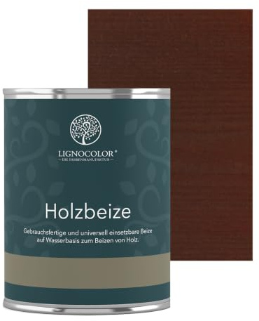 Lignocolor Holzbeize auf Wasserbasis 1 L (Mahagoni) | Beize auf Wasserbasis zum Färben von Möbeln & Holz im Innenbereich – lichtecht und blutet nicht in den Lack.