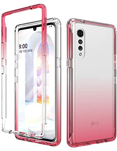 SEAHAI Hülle für LG Velvet 5G/4G, Durchsichtig Stoßfest Handyhülle Robuste Silikon Schutzhülle, Farbverlauf Ultradünne Weich TPU Bumper Cover Case für LG Velvet 5G/4G, Rot