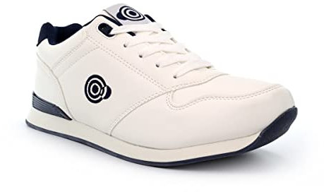 Generic Men's White 9 UK Bowling Shoes - Padded Collar & Tongue - Trainer Style - Textile Lining - Lace Up Fastening