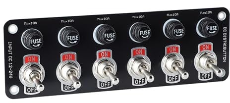 MOMOTOU 12V/24V Schalter Panel,3 Gang/6 Gang Switch Metall Panel,IP65 Wasserdichte EIN/AUS Kippschalter für Pkw Lkw Boot Anhänger Wohnmobil UTVs ATVs (6 Gang)