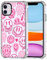 MOSNOVO Case for iPhone 11, [Buffertech 6.6ft Military-Grade Drop Protection] [Anti Peel Off Tech] Clear TPU Bumper Phone Case Cover Design - Pink Dripping Smiles Positivity Radiate Face