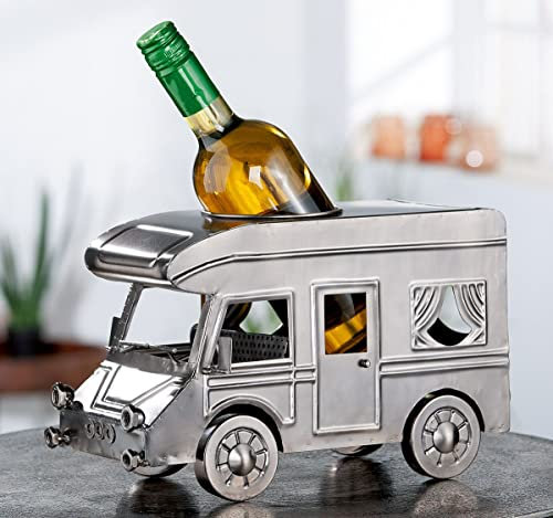 GILDE MF Megafuchs Flaschenhalter Wohnmobil aus Metall silberfarben Breite 30.5cm Handarbeit Wohnwagen Camping