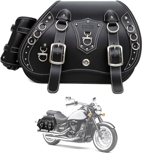 Hochdichtes Leder-Motorrad-Saddebags,Überwurftaschen, Gepäckträger, Seitentaschen mit Getränkehalter,wasserdicht,seitliche Werkzeugtasche,Aufbewahrungstasche für Motorrad,universell,1Paar,L,schwarz