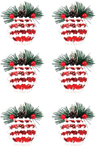 Sfere decorative per albero di Natale in tessuto da appendere con ciondolo assortito, palline infrangibili, decorazioni a quadri, pannelli di vetro per finestre (F, taglia unica)