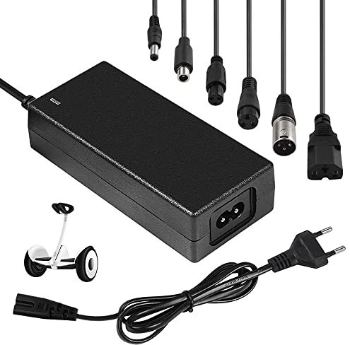 SKJJL Chargeur Trotinette Electrique 42V 2A, Chargeur de Batterie 42v 36V 2A avec 6 connecteurs pour Trottinette Chargeur Universelle électrique Scooter DC 5,5 mm2,1 mm connecteur