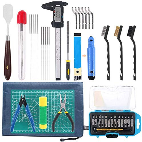 Compasty 42 Piece 3D Tool Kit Includes Debur, Cleaning and Removal Tool with Storage Bag, Tools for 3D Printer, Finishing and 3D