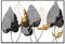 GILDE Deko Bild XXL Blätter - Metall Wanddekoration rechteckig - Dekoration Wohnzimmer - Farben: Schwarz Gold Silber - 95 x 65 cm